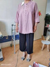 缇米媗母亲节妈妈夏套装七分袖t恤衬衫洋气绣花宽松中老年女大码两件套 粉色2151(单上衣） L建议穿110斤以内 实拍图