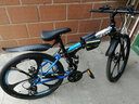 飞鸽（FG FLYING PIGEON） 折叠山地自行车成人男女学生青少年变速便携轻便双减震山地车 黑蓝26寸六刀轮轴承+指拨+大礼包 27速顶配升级（0-8公里代步） 实拍图
