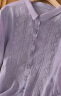 皮尔卡丹（pierre cardin）品牌紫色亚麻衬衫女七分袖棉麻上衣苎麻妈m夏装新款2024小衫显瘦 紫色 2XL 晒单实拍图