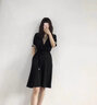燕浔短袖连衣裙2025夏季新款女装韩版收腰显瘦衬衫裙休闲通勤裙子女夏 藏青色 M 建议90-105斤 实拍图