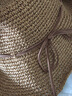 MISMEMO草帽女夏天太阳帽大沿可折叠卷边遮阳帽出游沙滩帽简约蝴蝶结休闲草编凉帽镂空钩针渔夫帽子 浅咖色 实拍图