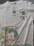 真维斯童装女童夏季套装2025新款儿童纯棉短袖T恤时尚中大童休闲花苞腰短裤 白/J荷叶猫右下-绿/J夏天K 140 实拍图