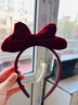 飞花 立体蝴蝶结发箍头饰女红色丝绒头箍发饰 酒红色 1个 实拍图