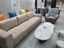 慕思（de RUCCI）沙发客厅 直排慕思沙发品牌艾慕皮艺家具钢琴键豆腐块真皮沙发161 米白色 三人位 3.19m 实拍图