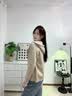 红蜻蜓卫衣女连帽毛衣外套女2026年春季秋季新款带帽针织开衫女外搭女装 米色长袖 均码 （适合80-145斤） 实拍图