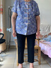 奉孝中老年人女夏装妈妈装春夏洋气太太老人衣服套装冰丝短袖奶奶衬衫 896树叶蓝（搭配黑裤子） 5XL （建议160-175斤） 实拍图