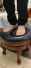 乐满庭美式实木小圆凳客厅泡茶凳子 复古茶几凳雕花小凳子皮凳圆形矮凳 实拍图