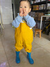 拜杰（BJ）儿童玩水连体下水裤幼儿园防水衣服赶海装备男女抓鱼涉水雨裤 黄色儿童下水裤 27(鞋内长17.5cm) 实拍图