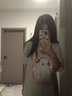 索菲堡 纯棉白灰色甜酷风音乐小狗印花T恤女百搭宽松时尚insT恤衫潮 白灰色 M 实拍图
