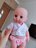 快乐音符仿真婴儿娃娃会说话的洋娃娃可洗澡全身软胶早教娃娃儿童玩具礼物 JQ008-1 动眼 青蛙粉（30CM）彩盒装 实拍图