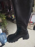 狄德拉大码女靴41一43长筒靴女秋冬厚底粗腿骑士靴胖mm大筒围v口高筒靴 黑色绒里(加加肥筒) 38 (240mm) 标准码 实拍图