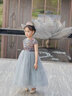 小咔衣浓儿童礼服公主裙花童婚纱小女孩生日主持人高端女童钢琴演出服秋季 灰色长款中袖01-C2 120 实拍图