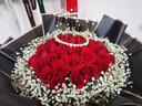 馨长存情人节鲜花速递玫瑰花向日葵花束送女友生日表白礼物全国同城配送 33朵红玫瑰花束满天星款 实拍图