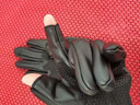 逐港半指手套男女冬保暖防滑露指骑行开车防水加绒钓鱼外卖骑车户外皮 二指-女款 实拍图