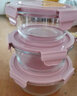 欣美雅耐热玻璃饭盒微波炉专用碗保鲜盒学生玻璃碗带盖泡面碗水果盒密封 落樱粉990+660+400+保温包+餐具 实拍图