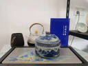 来尊景德镇仿古手绘茶叶罐青花千里江山中式陶瓷普洱茶盒茶罐茶道配件 老陶泥茶叶罐【千里江山】简装 实拍图