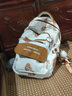 沫子（mozi）书包中学生初中生2026新款大学生简约百搭多层小众设计感少女背包 白配棕+毛球挂件 实拍图