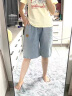 衣然呈品牛仔短裤男士春夏季薄款潮牌宽松休闲中裤潮流美式直筒五分裤子男 蓝色 XL【建议130-150斤】 实拍图