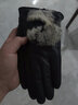 恒源祥女士羊皮手套触摸屏加绒加厚保暖真皮手套秋冬獭兔毛手套 黑色# 180/185女(L) 实拍图