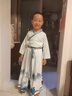 安妮优儿男童唐装汉服夏装男孩中国风春秋2025新款儿童古装夏季国学演出服 浅灰色 140 实拍图