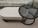 惠寻 京东自有品牌 岩板茶几客厅小户型轻奢高级感椭圆形可伸缩茶桌 黑架灰柜|120鱼肚白+80黑色玻璃 实拍图