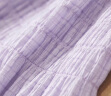 尚都比拉夏季中长款肌理感褶皱打揽复古泡泡袖圆领连衣裙 淡紫色 M  晒单实拍图