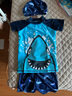 浪莎（LangSha）儿童泳衣男童泳裤泳帽泳镜套装鲨鱼泳衣宝宝套装 蓝色鲨鱼M 实拍图