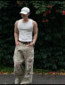 大美兔重磅310G无袖坎肩男士背心显大夏季运动休闲健身训练T恤打底 白色拼接版 XL(140-170斤) 晒单实拍图