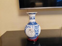 悦灵美 景德镇陶瓷花瓶装饰摆件创意中式客厅玄关酒柜镂空插干花工艺品 青花玲珑赏瓶+木底座 实拍图