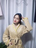 欣美舒浴袍纯棉毛巾料睡袍男女士成人情侣浴衣全棉酒店长款大码吸水速干 咖色/纯棉材质 L(身高165-185cm) 实拍图