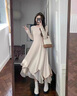 瑜尚臻品连衣裙女秋季薄款温柔风修身显瘦不规则裙摆长袖鱼尾内搭打底裙 【薄款杏色】M（90-110斤） 实拍图