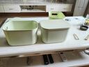 星优桌面杂物收纳盒带盖塑料零食整理筐抽屉玩具篮化妆品储物收纳箱 【带盖】果绿 高款中号 实拍图