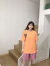 妃丽慕尚夏季中长款设计感上衣洋气学生蝴蝶刺绣短袖T恤女韩版宽松女装 532桔色 L 实拍图