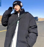 真维斯（Jeanswest）棉服男女款冬季潮牌保暖棉袄男士加厚棉衣外套2025新款情侣面包服 黑色 纯色 XL 实拍图