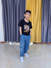 真维斯（Jeanswest）男童t恤短袖夏季薄款纯棉透气2025新款儿童夏天休闲时尚上衣 黑 J星际熊 140 实拍图
