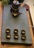 金团(jintuan)乌金石茶盘大号整块天然石头茶海黑金石制茶台套装家用简约茶具托盘紫铜色金属框包边 火烧版【普通排水】40*20 实拍图