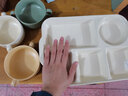 摩登主妇减脂分格餐盘减脂月子餐具一人食学生早餐盘儿童陶瓷快餐盘子 浅绿色（餐盘+双耳碗） 实拍图