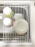 dehub厨房水槽沥水架水池碗盘碗碟收纳置物架硅胶卷帘可折叠碗筷滤水架 白色18杆长款52x33cm 实拍图