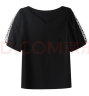欧莎（OSA）黑色设计感桃心领短袖T恤女夏季新款薄款泡泡袖体恤上衣 黑色 XL 晒单实拍图