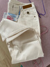 黛姿茹纯棉烟管休闲裤女秋季2025新款高腰百搭女士裤子女小个子哈伦裤 米白色 S (26) 推荐80-95斤 实拍图