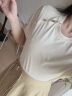 茵曼（INMAN）新中式盘扣凉感索罗纳T恤2024夏季女装新款短袖宽松显瘦上衣 杏色 M 晒单实拍图