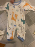 婧麒（JOYNCLEON）【带口水巾】婴儿衣服春秋款新生儿长袖哈衣纯棉连体衣 开衫恐龙 66cm 实拍图
