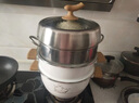 安博力 （Abrel）珐琅加厚蒸锅可炖煮蒸双层多功能电磁炉燃气炉通用 浅月白（简约款）-蒸锅 26cm 实拍图