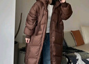 艾莱依（ERAL）羽绒服女士温暖连帽长款羽绒服女冬季设计感鸭绒外套 黑巧棕 S 155【建议90-120斤】 实拍图