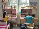 乔洛普实木学习桌家用中小学生作业写字桌椅套装 书桌带书架 加宽B款：木蜡油100套装 桌宽55 实拍图