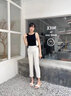 娅丽达（YERAD）休闲直筒裤女2024夏季新款西裤小个子女裤黑色开叉西装裤 白色(K0) 29码(2尺2) 实拍图
