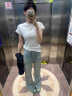 罗宾汉  ROBINHOOD2024年新款时尚百搭白色正肩短袖T恤女夏季小众百搭修身显瘦T恤 灰色 M 晒单实拍图