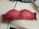 俏曼芬无肩带文胸防滑聚拢小胸显大内衣女薄款无钢圈性感套装抹胸裹胸罩 砖红色套装（配内裤） M 34/75(AB通杯约2CM) 实拍图