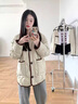 棉致菱格翻领撞色加厚棉服女冬季新款棉衣外套羽棉袄绒服小个子面包服 803米白色【高品质35】 L 125-150斤 实拍图