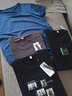 啄木鸟纯棉短袖t恤男士装夏季潮流宽松休闲圆领半袖体恤衫上衣服 黑格帆船+蓝LMM+铁灰蓝V+黑色绿C L 实拍图
